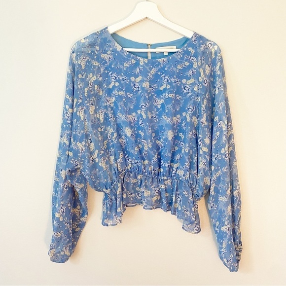 LoveShackFancy Nellie Bluejay Silk Top Blouse - Picture 2 of 7